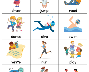 +45 Verbs Flashcards List, Verbs with Pictures Worksheets For Kids