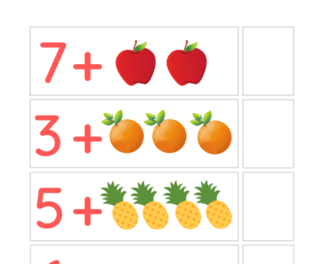 Count and Addition with Fruits Exercises PDF Worksheet For Kids