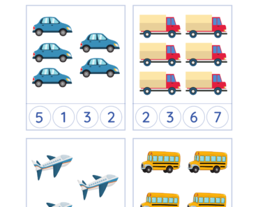 Count the Transports and Mark the Correct Number PDF Worksheet For Kindergarten