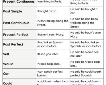 Direct and Indirect Speech Definition and Example Sentences with Tenses PDF Worksheet