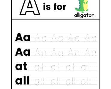 Learn Letters, Letter A Tracing Activity PDF Worksheet for Kindergarten