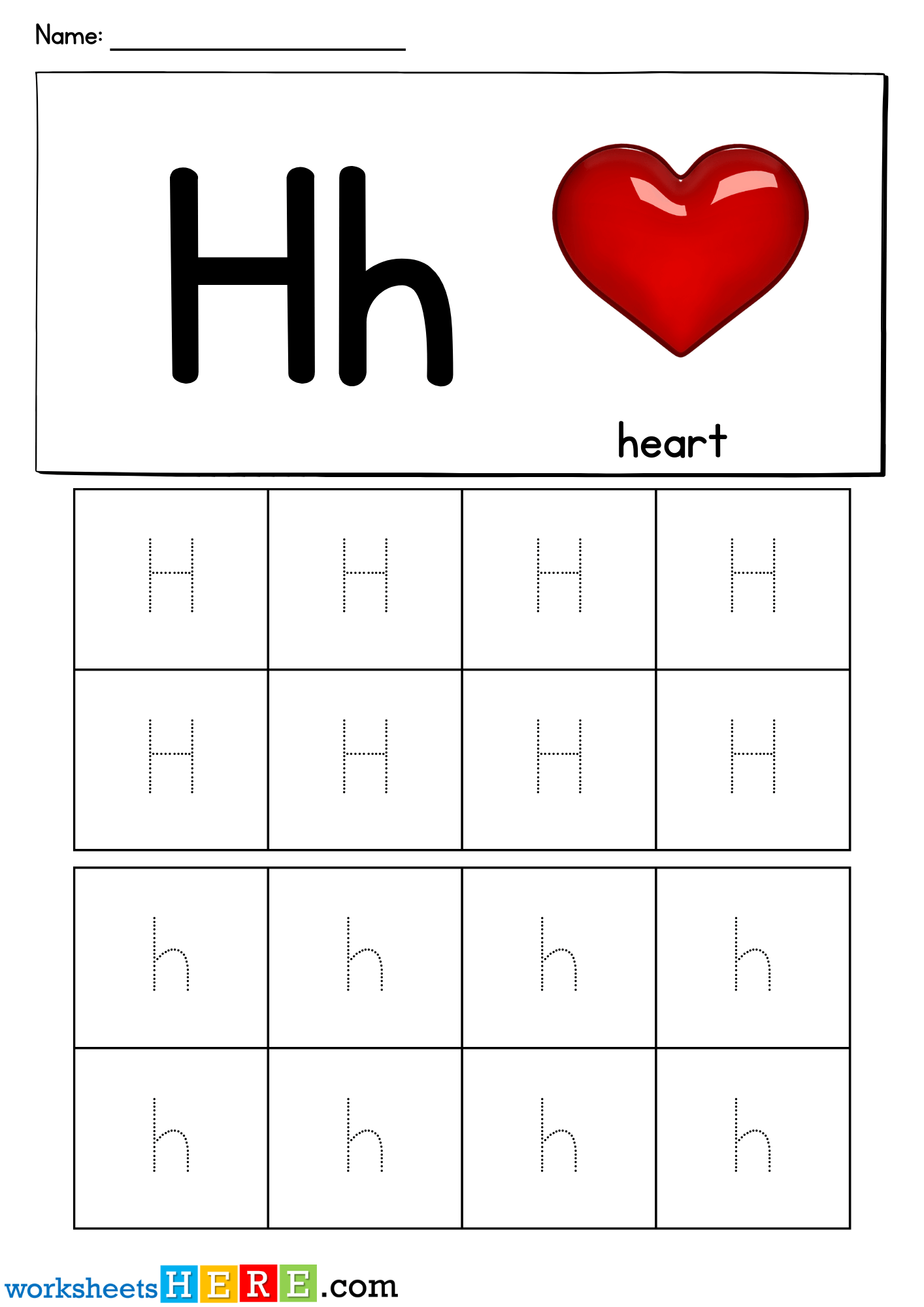 Letter H Tracing Printable PDF Worksheet For Kindergarten Students
