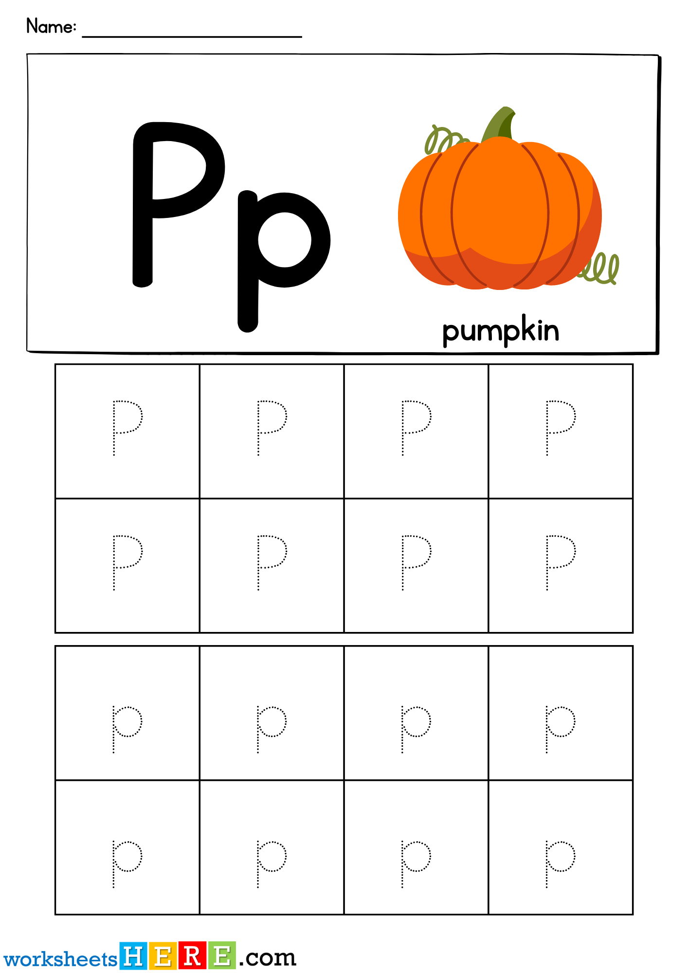 Letter P Tracing Printable PDF Worksheet For Kindergarten Students