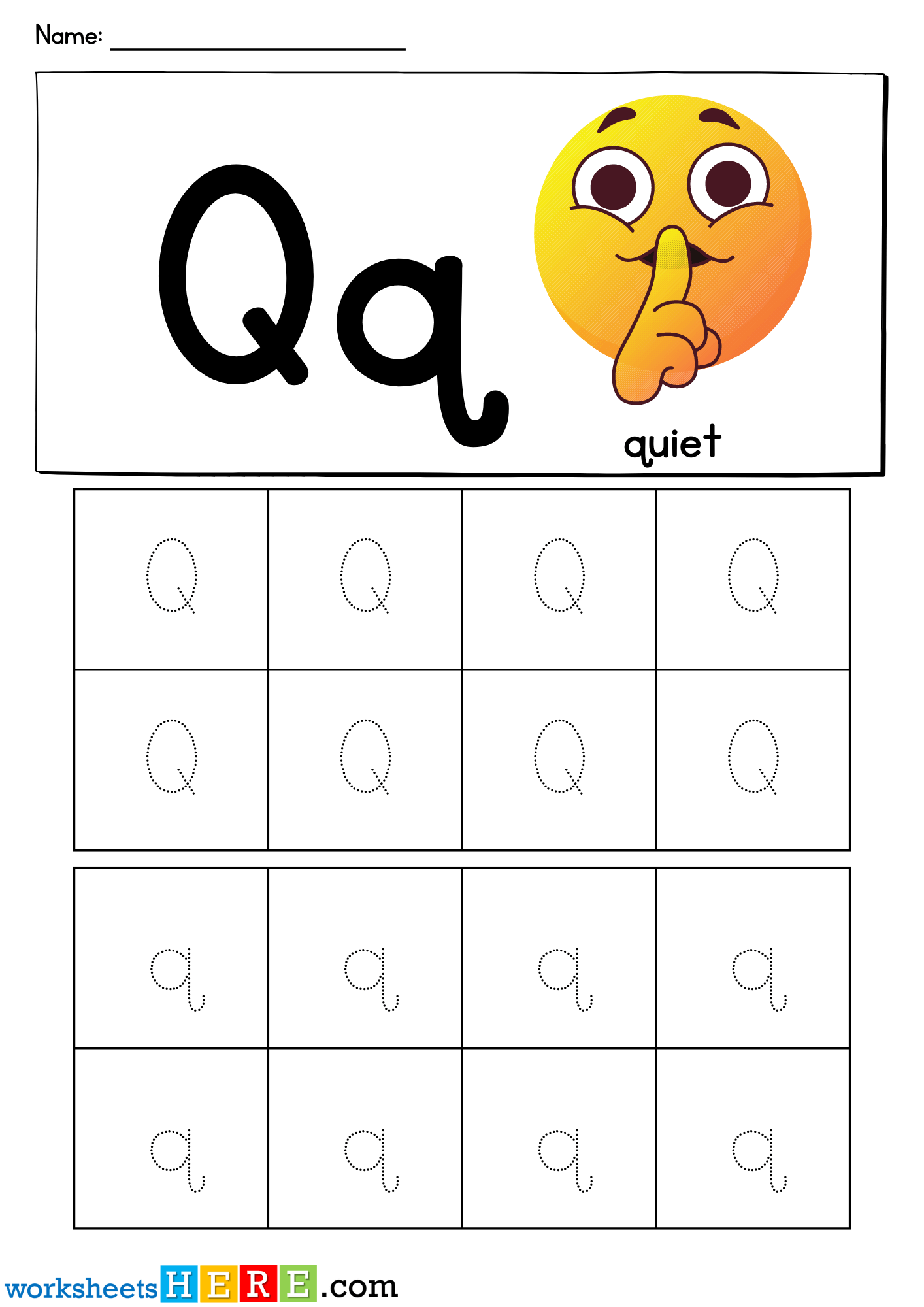 Letter Q Tracing Printable PDF Worksheet For Kindergarten Students