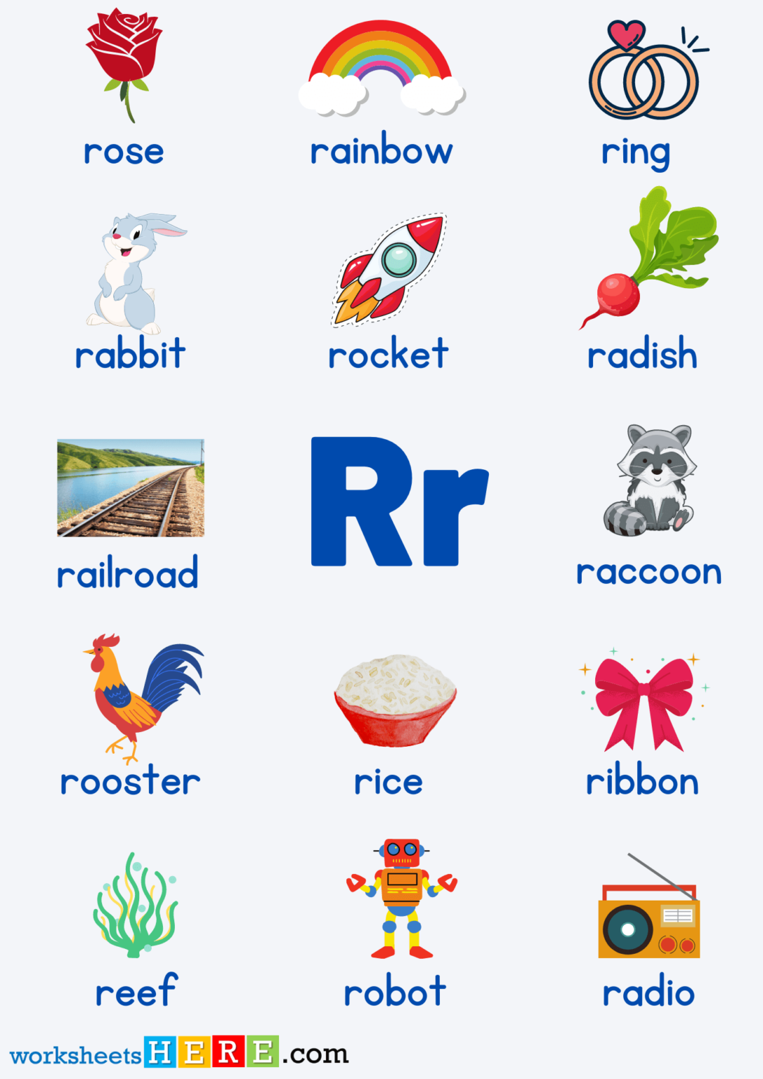 Letter R Vocabulary with Pictures, Alphabet R Words PDF Worksheet For ...