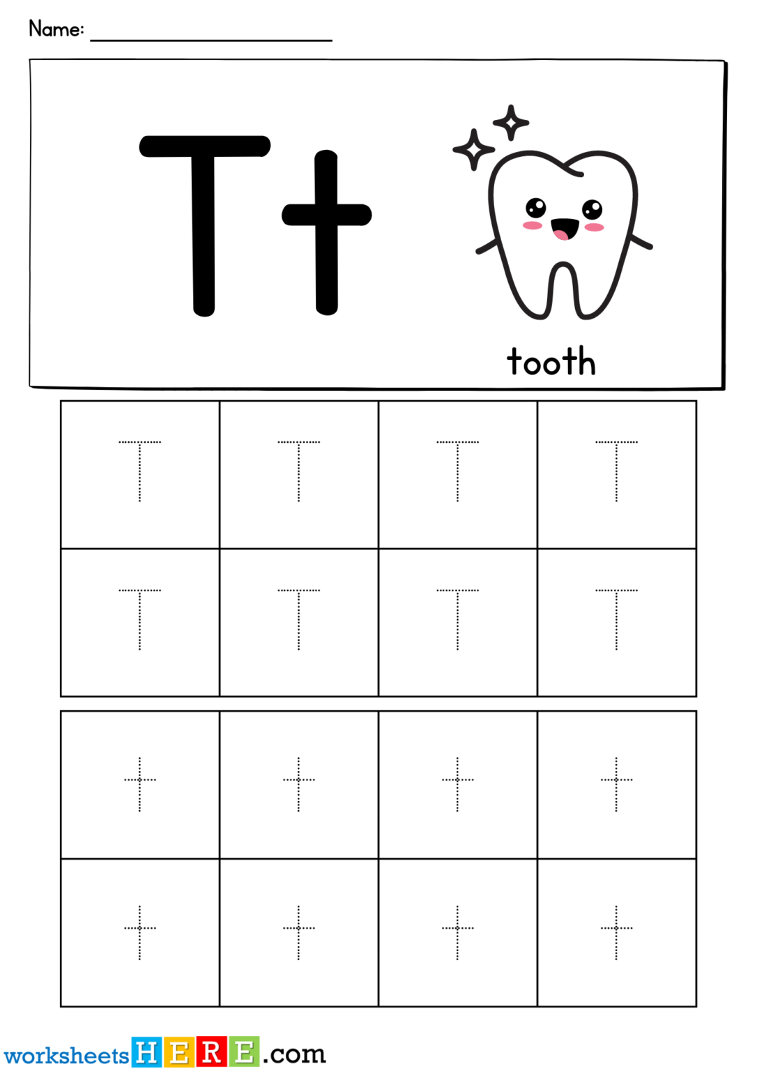 Letter T Tracing Printable PDF Worksheet For Kindergarten Students ...