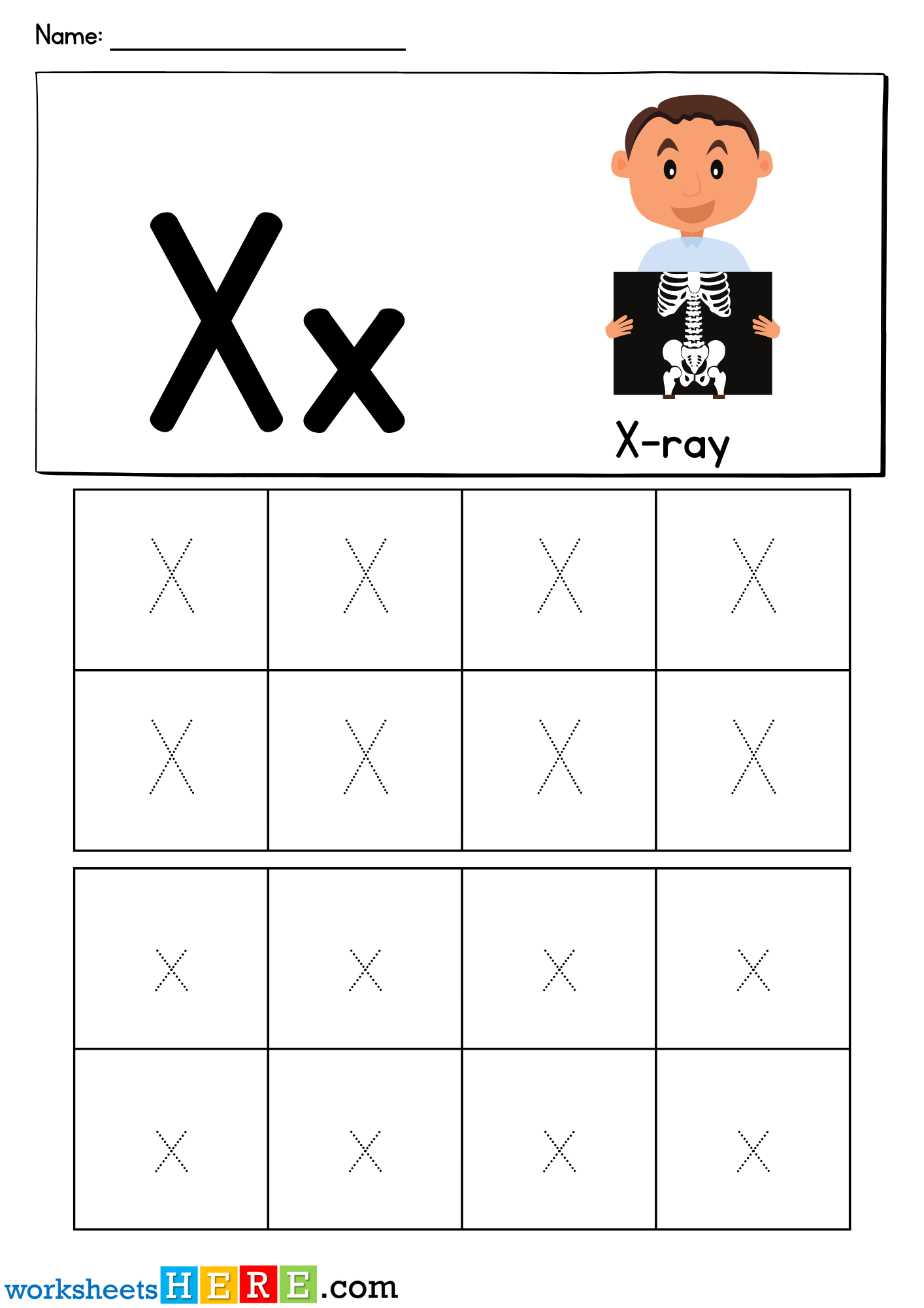 Letter X Tracing Printable PDF Worksheet For Kindergarten Students