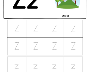Letter Z Tracing Printable PDF Worksheet For Kindergarten Students