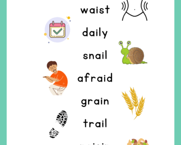 Long Vowel a-i Words List With Pictures, Long Vowel a-i PDF Worksheet For Kindergarten