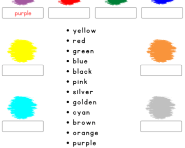 Look at The Picture and Write Correct Colors Name PDF Worksheet For Kindergarten