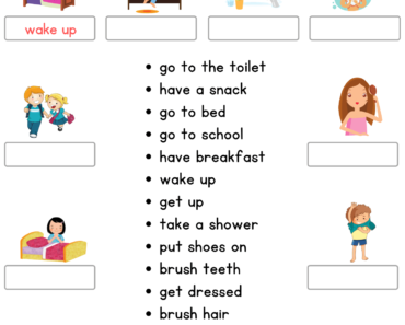 Look at The Picture and Write Correct Daily Routines Verbs PDF Worksheet For Kids