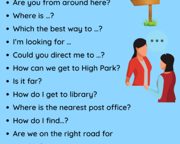 Phrases for Asking Directions Speaking Examples PDF Worksheet