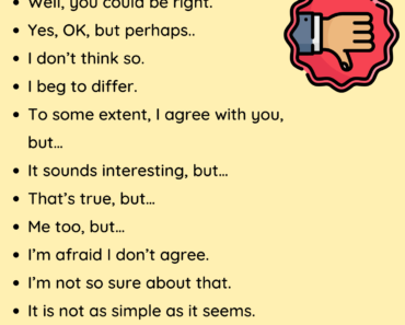 Phrases for Disagreeing Speaking Examples PDF Worksheet For Students
