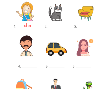 Pronouns Exercises with Answers He She It, Pronouns Worksheet with Pictures For Kids