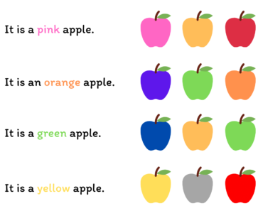 Read and Circle Correct Apple, Colors Activity PDF Worksheet For Kindergarten