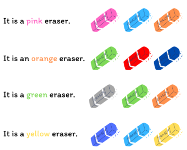 Read and Circle Correct Eraser, Colors Activity PDF Worksheet For Kindergarten