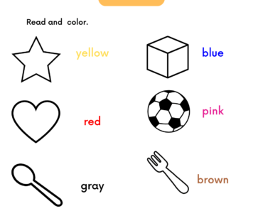 Read and Color Objects PDF Worksheet For Kindergarten and Kids