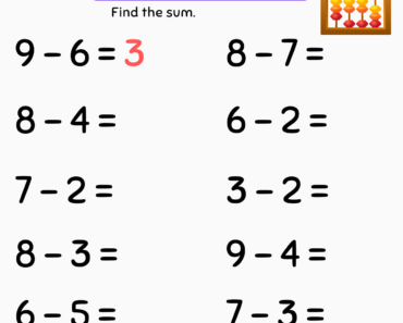 Subtraction Exercises Activity Printable PDF Worksheet For Kids