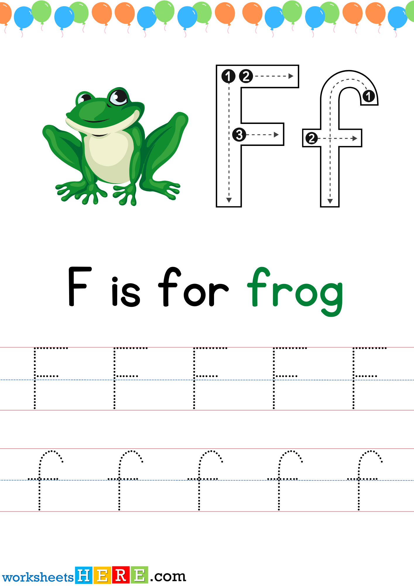 Tracing Letter F Uppercase and Lowercase PDF Worksheet For Kindergarten