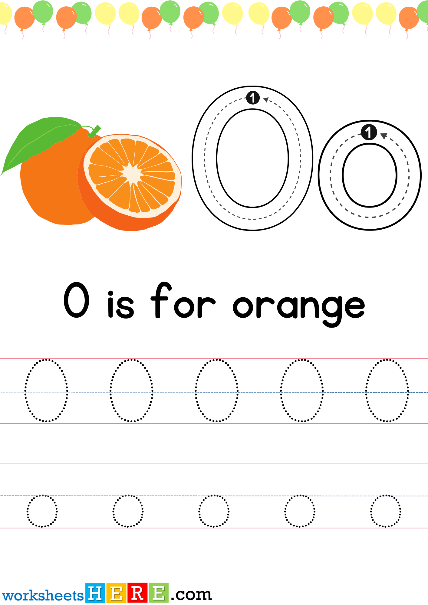 Tracing Letter O Uppercase and Lowercase PDF Worksheet For Kindergarten