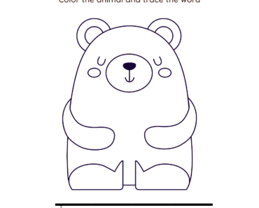 Tracing and Coloring Activity Bear PDF Worksheet For Kindergarten