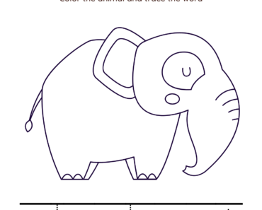 Tracing and Coloring Activity Elephant PDF Worksheet For Kindergarten