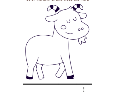 Tracing and Coloring Activity Goat PDF Worksheet For Kindergarten