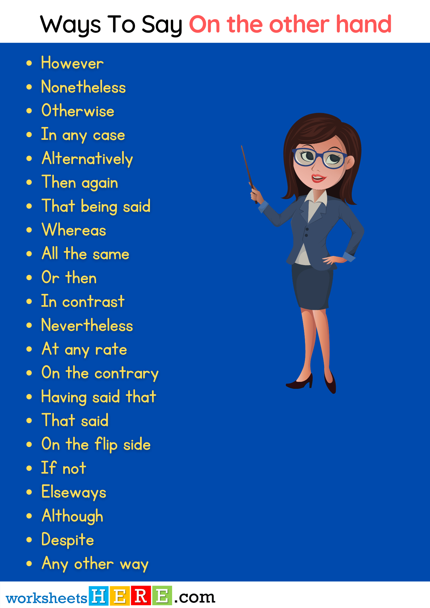 Ways To Say On the other hand PDF Worksheet For Students