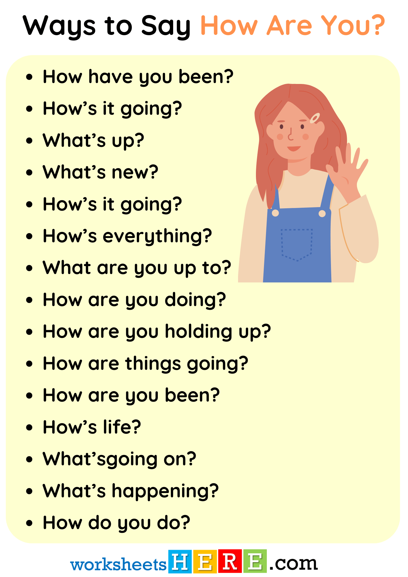 Ways to Say How Are You in Speaking PDF Worksheet For Students and Kids