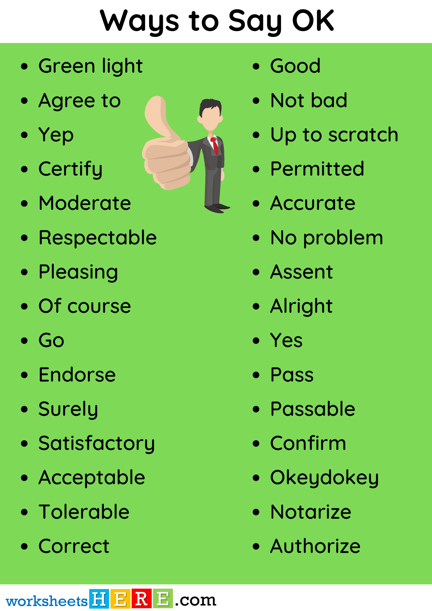 Ways to Say OK in Speaking PDF Worksheet For Students
