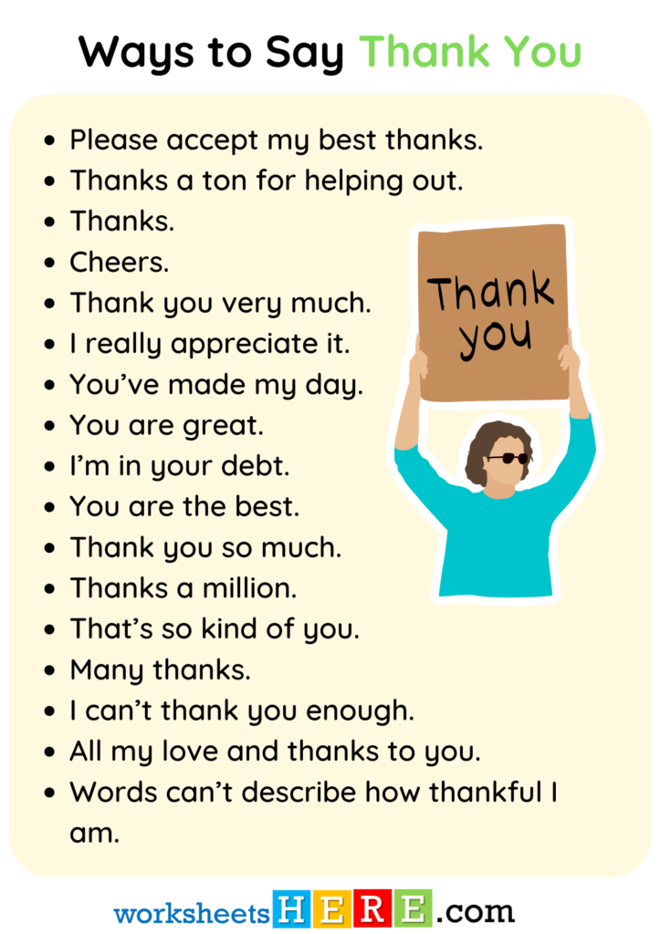Ways to Say Thank You in Speaking PDF Worksheet For Students ...