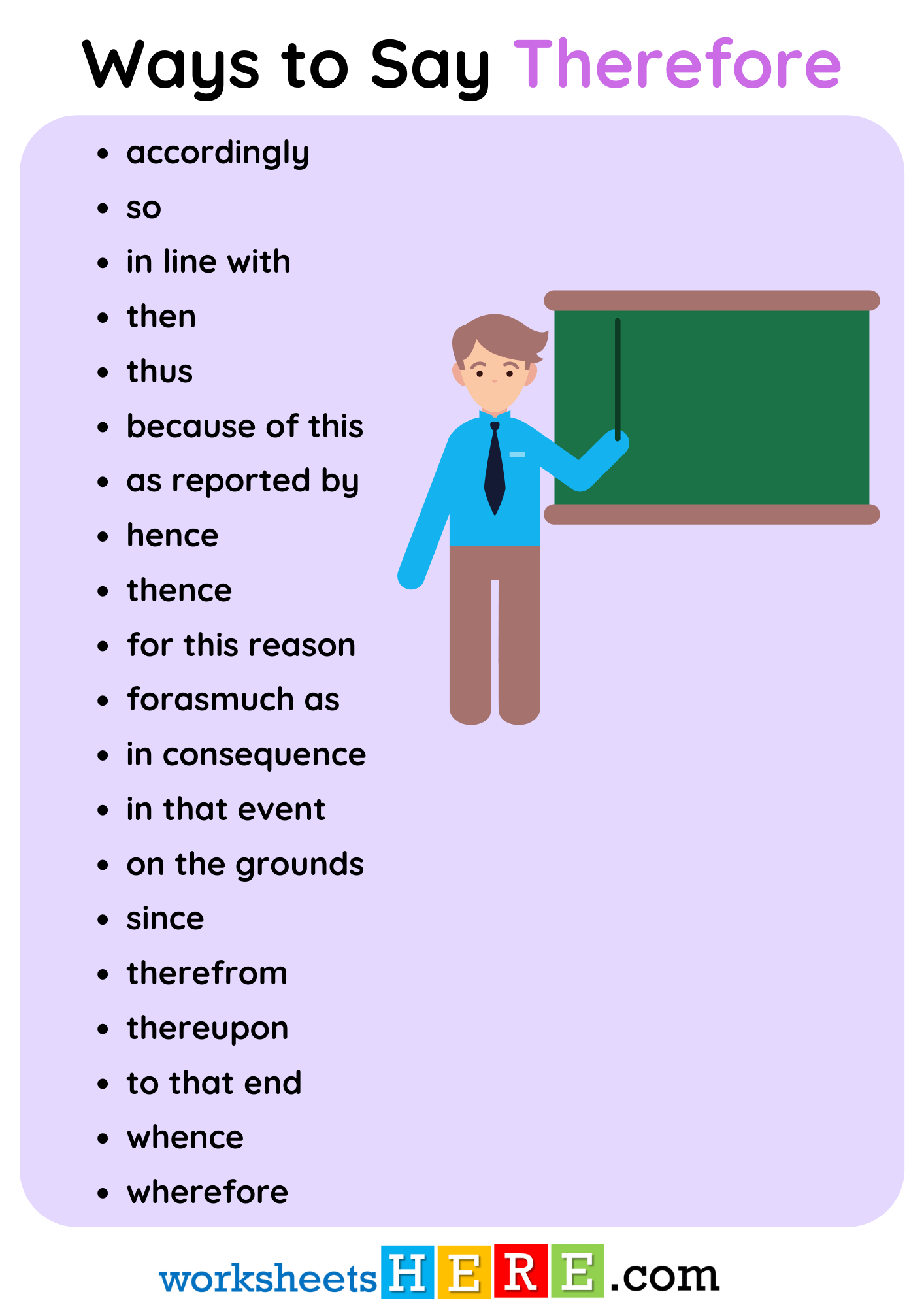 Ways to Say Therefore in English PDF Worksheet For Students