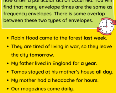 Adverbs of TIME Definition and Example Sentences PDF Worksheet For Kids and Students