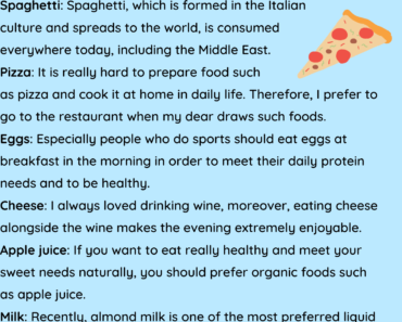 Food Names List in English PDF Worksheet For Students