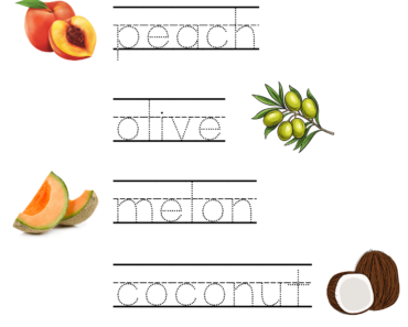 Trace the Fruit Names With Pictures PDF Worksheet For Kids and Students