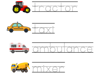 Trace the Transport Names With Pictures PDF Worksheet For Kids and Students
